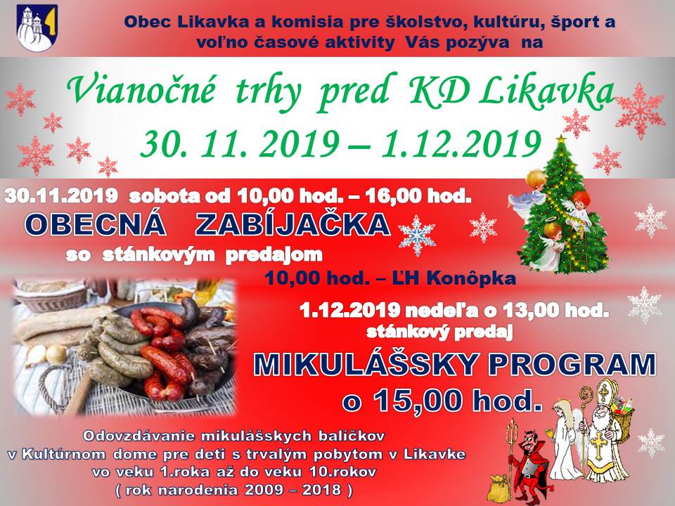 Vianon trhy Likavka 2019 a obecn zabjaka