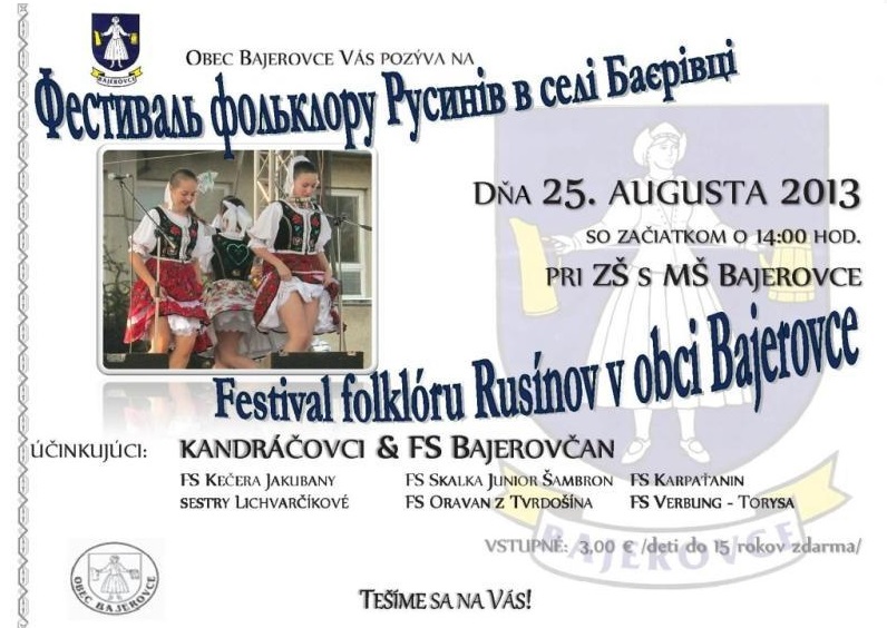  Festival folklru Rusnov Bajerovce 2013