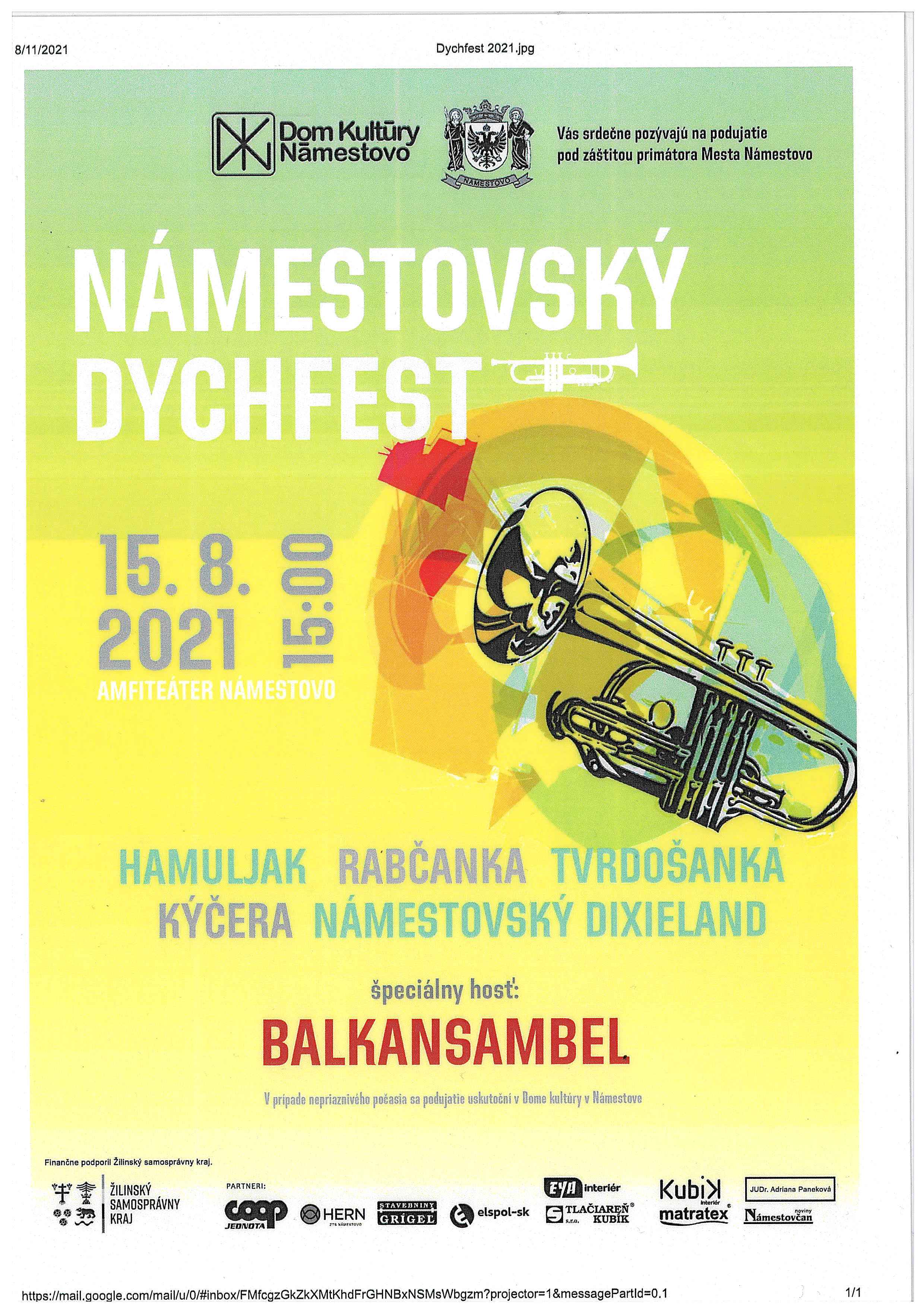 NOV - - - Nmestovsk dychfest 2021 Nmestovo
