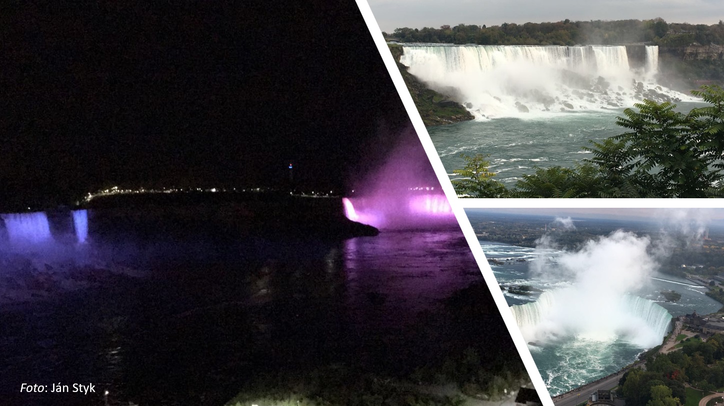 NOV - - - Niagarsk vodopdy vo farbch slovenskej trikolry 1.9.2021 Niagara Falls - prvkrt v histrii