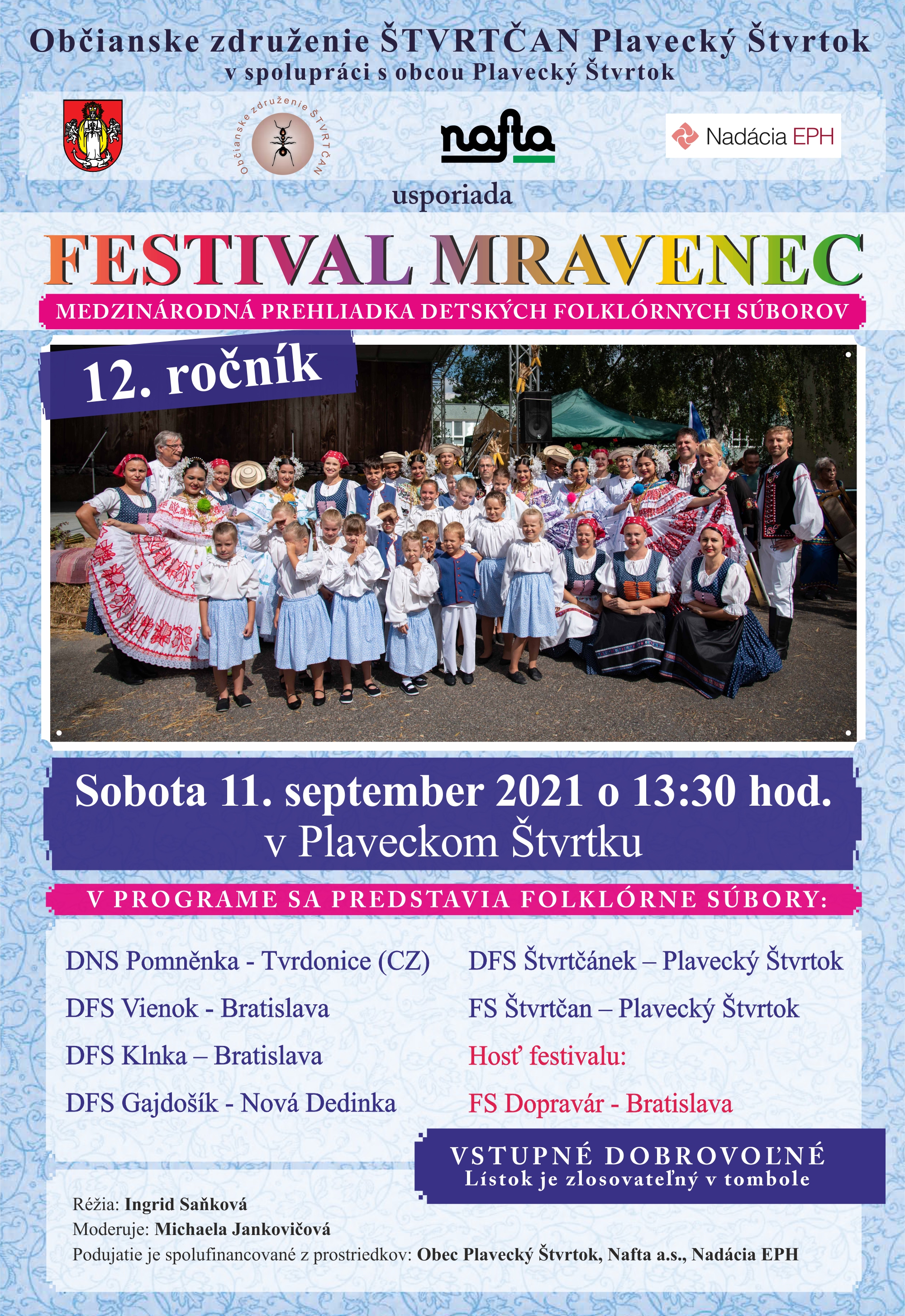 NOV - - - Festival Mravenec 2021 Plaveck tvrtok - 12. ronk medzinrodnej prehliadky detskch folklrnych sborov