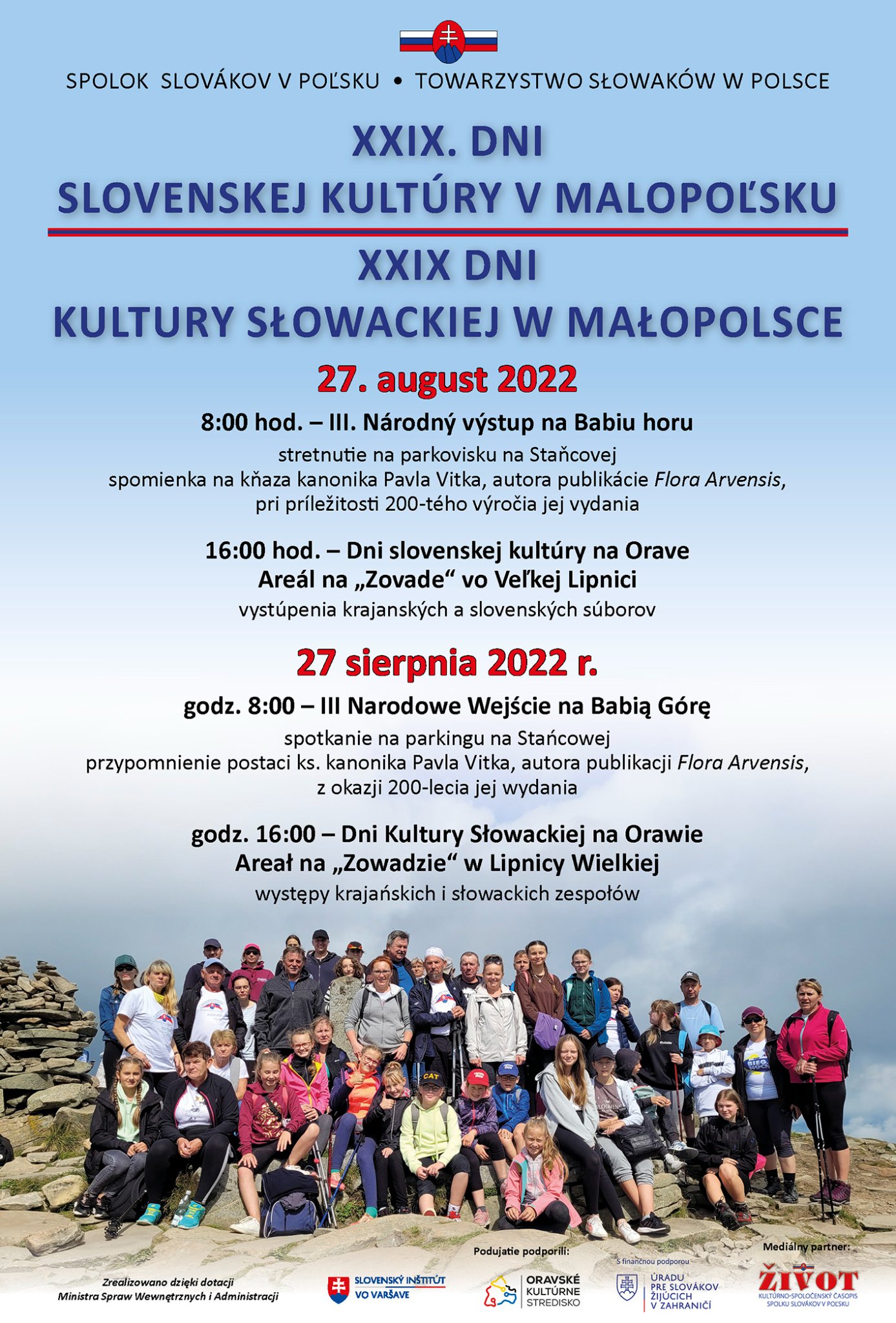III. Nrodn vstup na Babiu horu 2022 Vek Lipnica - XXIX. dni slovenskej kultry v Maloposku
