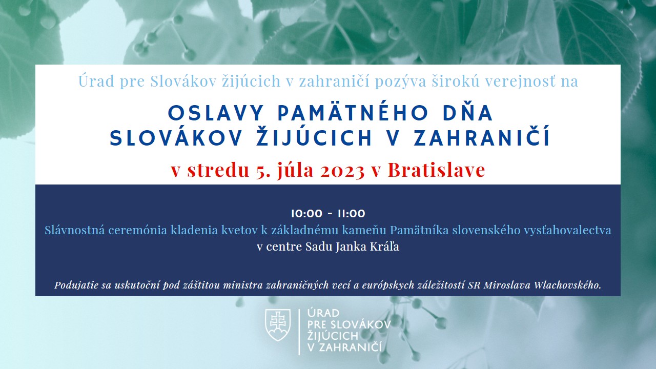 Pamtn De zahraninch Slovkov 2023 Bratislava
