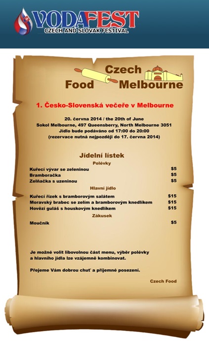 1st Czech - Slovak dinners at Sokol  Melbourne 2014