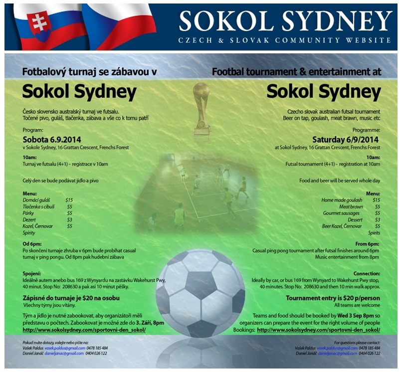 Fotbalov turnaj se zbavou v Sokole Sydney 2014