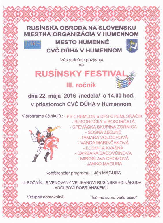Rusnsky festival Humenn 2016 - III. ronk 