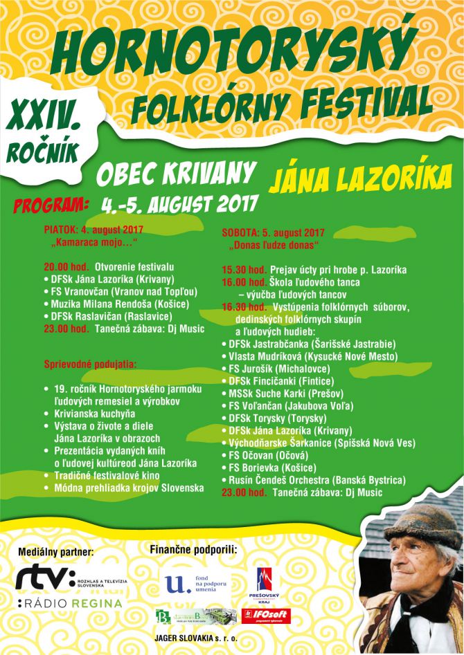 Hornotorysk folklorn festival Jn Lazorka Krivany 2017 - 24. ronk