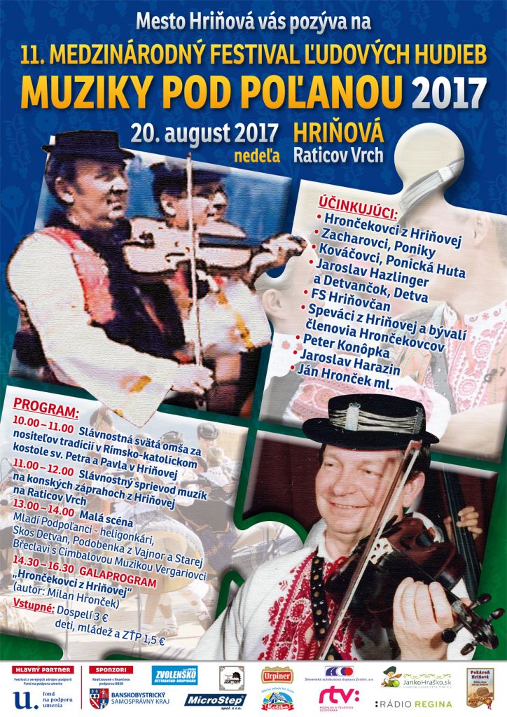 Muziky pod Poanou 2017 Hriov - 11. medzinrodn festival udovch hudieb
