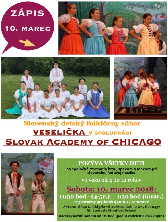 Zpis do slovenskho detskho folklrneho sboru Veselika 2018 Chicago