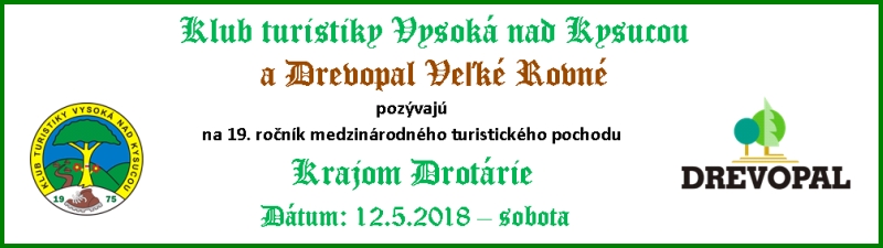 Krajom Drotrie Vek Rovn 2018 - 19. ronk medzinrodnho turistickho pochodu
