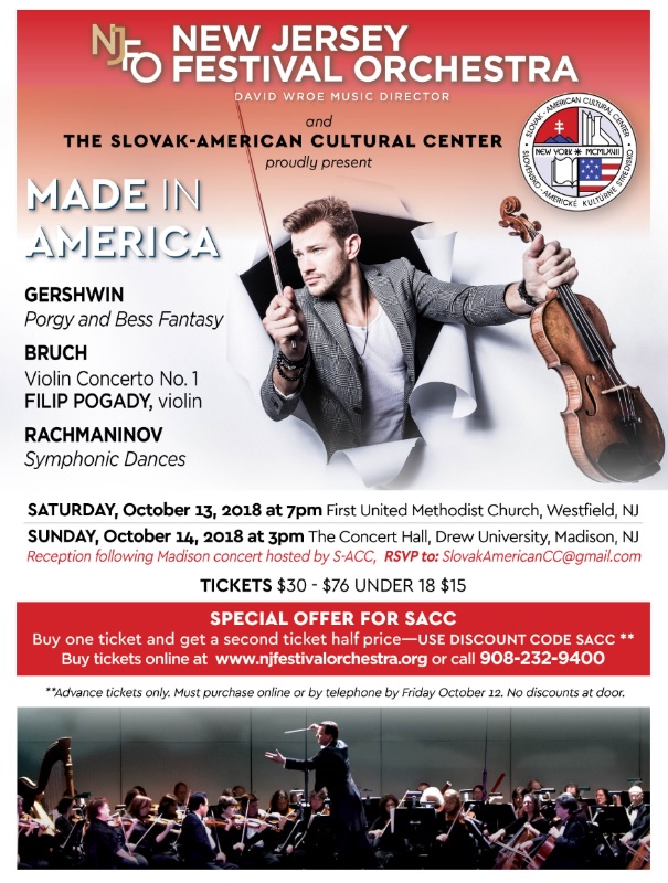  Concerts featuring Slovak violinist Filip Pogady and New Jersey Festival Orchestra  2018 New Jersey