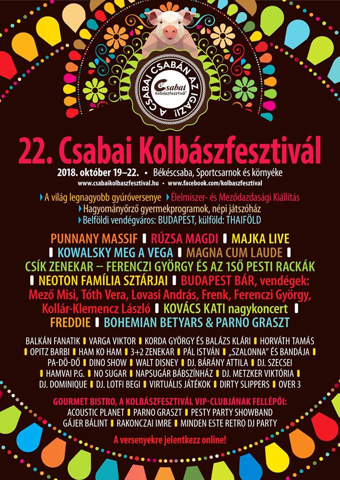22. abiansk klobsovy festival / Csabai Kolbszfesztivl Bkscsaba 2018