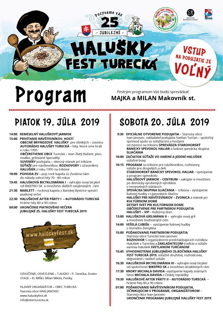 Haluky FEST Tureck 2019 - 25. ronk majstrovstiev Slovenska a Eurpy vo varen a jeden bryndzovch haluiek  