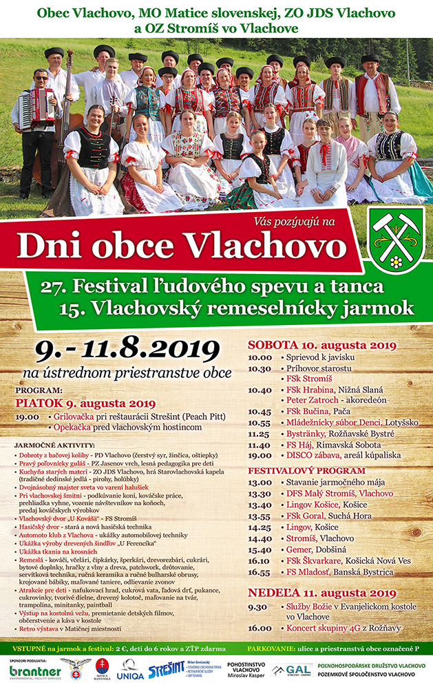Dni obce Vlachovo 2019 a 27. festival udovho tanca a spevu a 15. remeselncky jarmok 