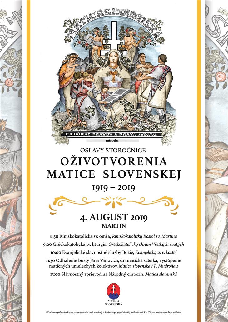 Oslavy storonice oivotvorenia Matice slovenskej 1919-2019 Martin