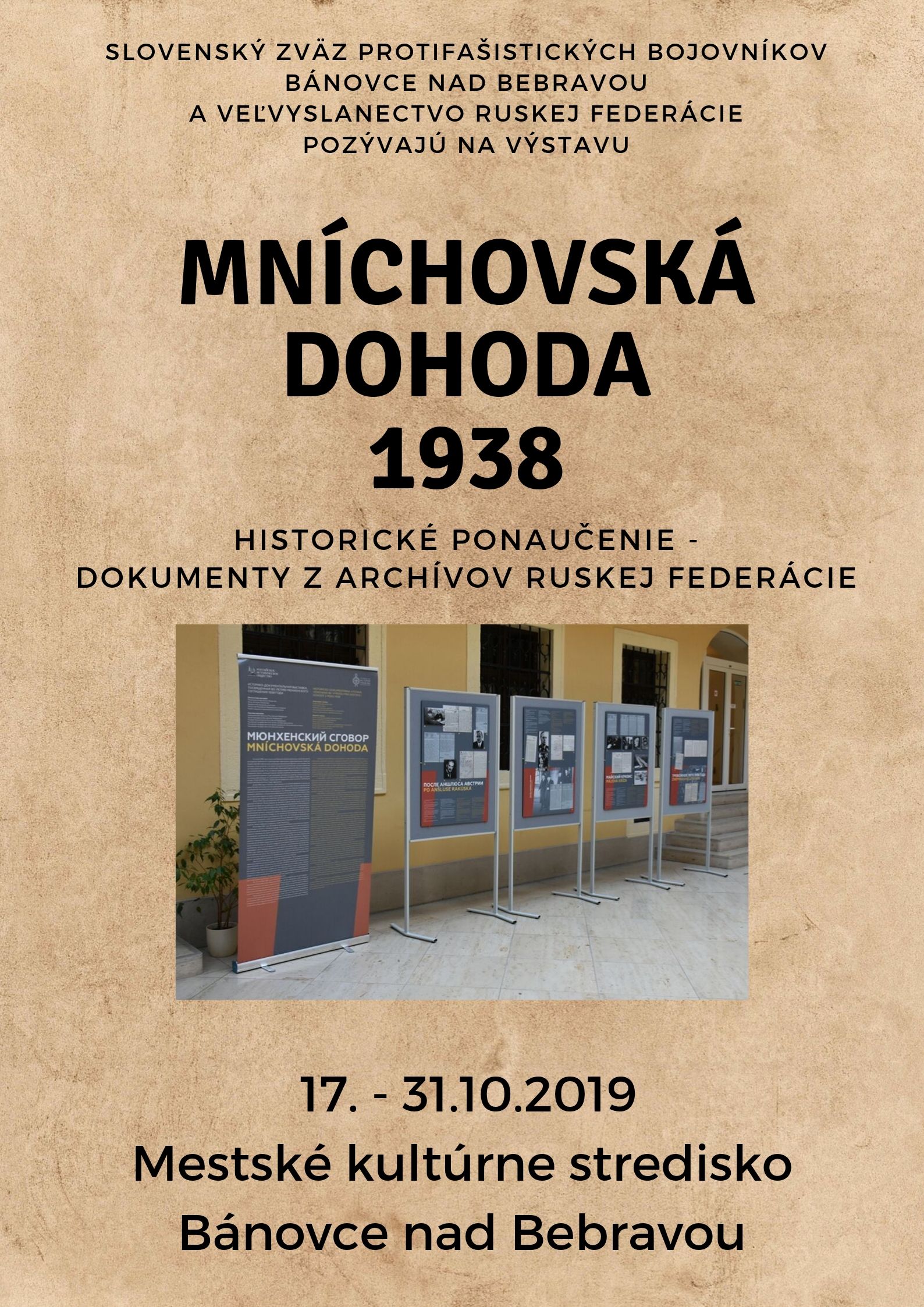 Mnchovsk dohoda 1938 Bnovce nad Bebravou 2019 - vstava