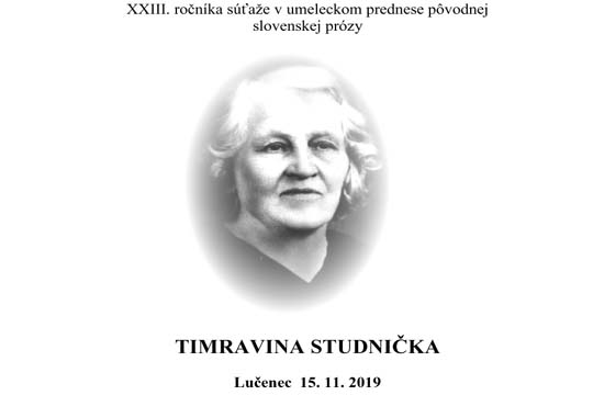 Timravina studnika Luenec 2019 - XXIII. ronk sae v umeleckom prednese pvodnej slovenskej przy