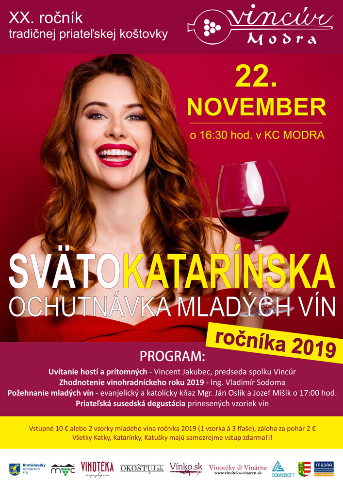 Svätokatarínska ochutnávka mladých vín ročníka 2019 Modra  –  20. ročník