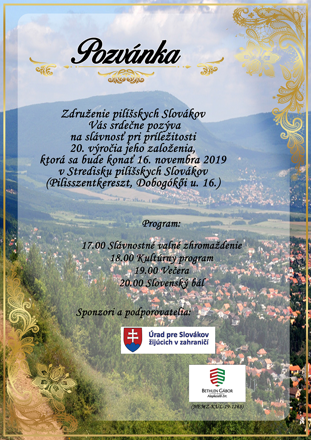 Slávnosť pri príležitosti 20. výročia založenia Združenia pilíšských Slovákov 2019 Mlynky