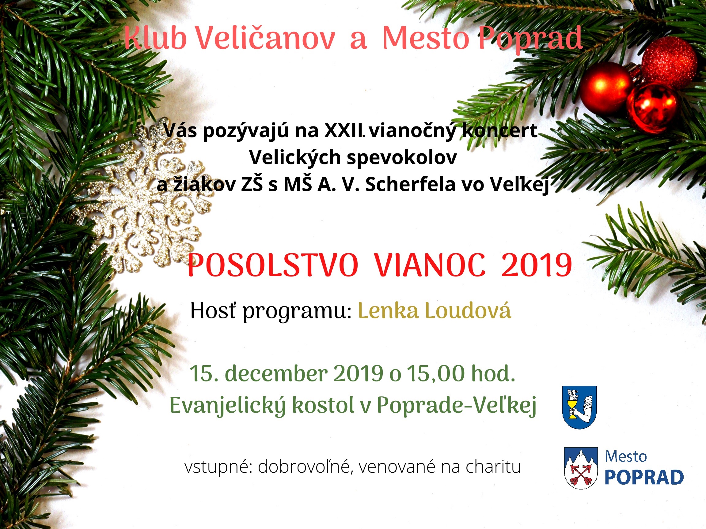 Posolstvo Vianoc 2019 Poprad - XXII. Vianon koncert 