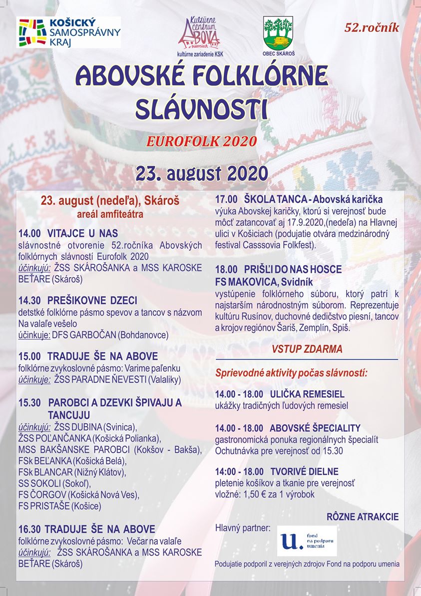 NOV - - - Abovsk folklrne slvnosti Eurofolk Rozhanovce 2020 - 52. ronk