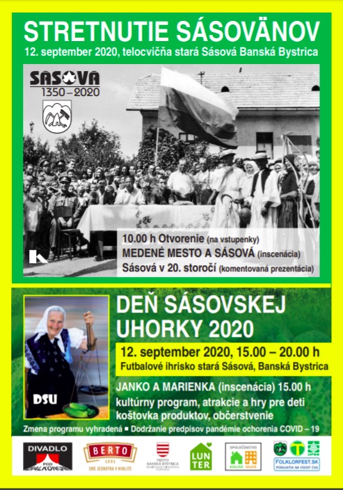 NOVÉ - - - Deň Sásovskej uhorky 2020 – 9. ročník a Stretnutie Sásovänov - 1. ročník