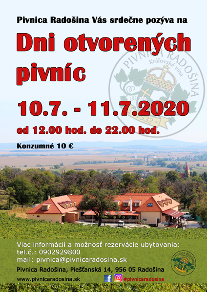 NOVÉ - - - Dni otvorených pivníc Radošina 2020