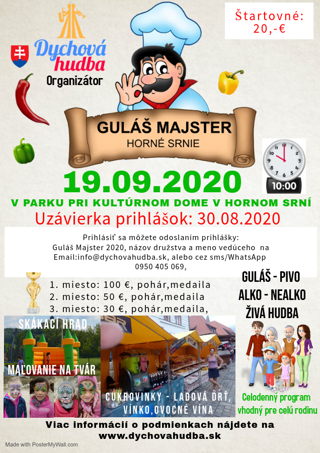 NOVÉ - - - Guláš Majster Horné Srnie 2020 - 3.ročník súťaže vo varení gulášu