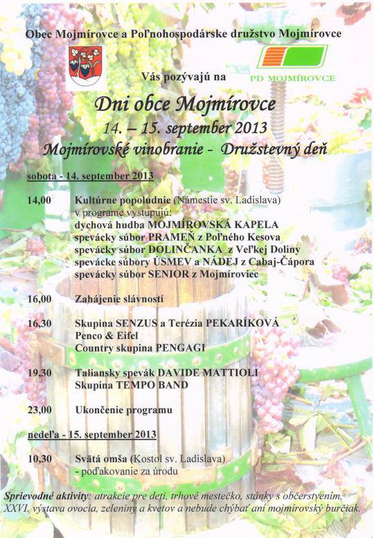  Mojm�rovsk� vinobranie - dru�stevn� de�