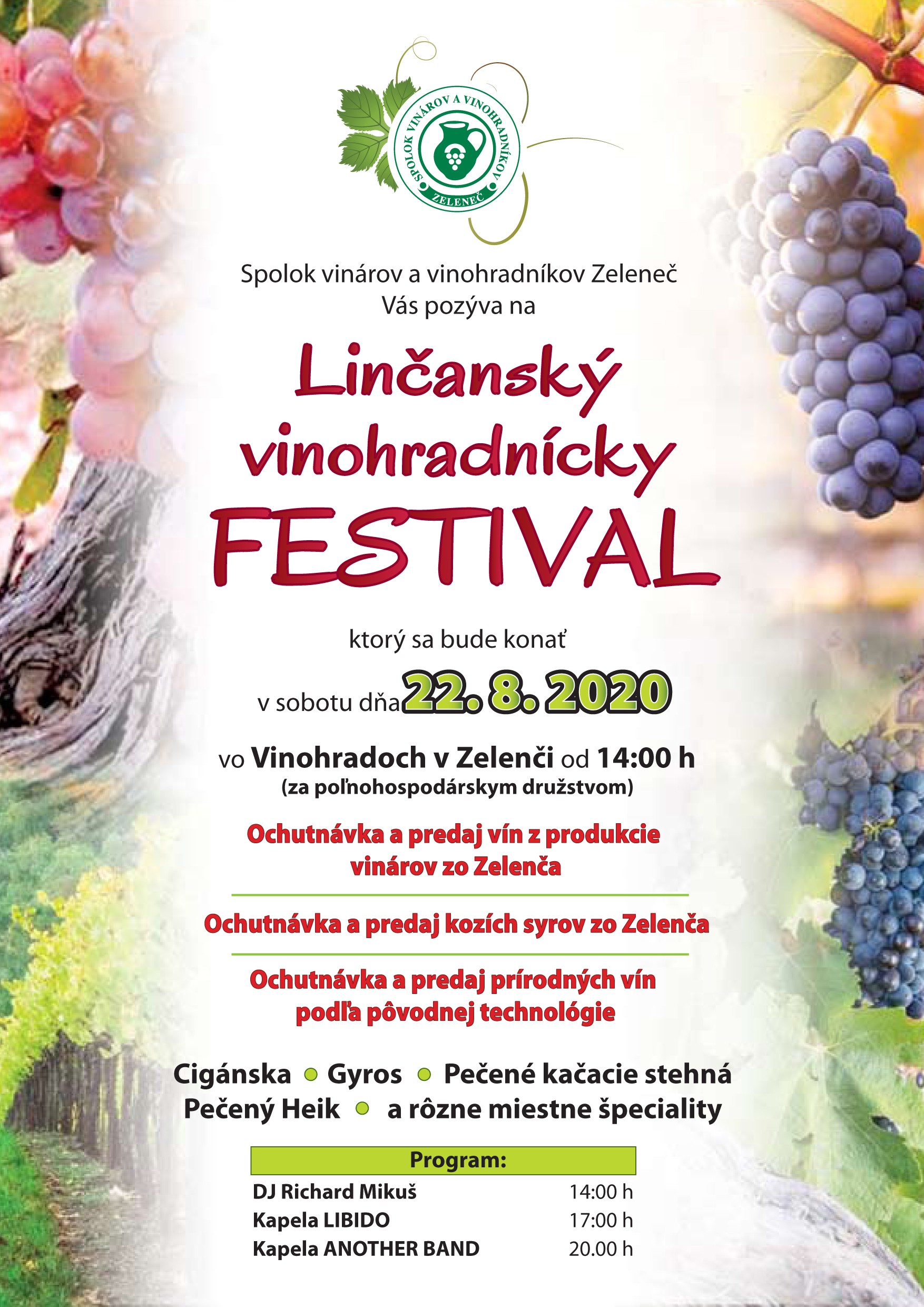 NOVÉ - - - Linčanský vinohradnícky festival Zeleneč 2020 - 7. ročník