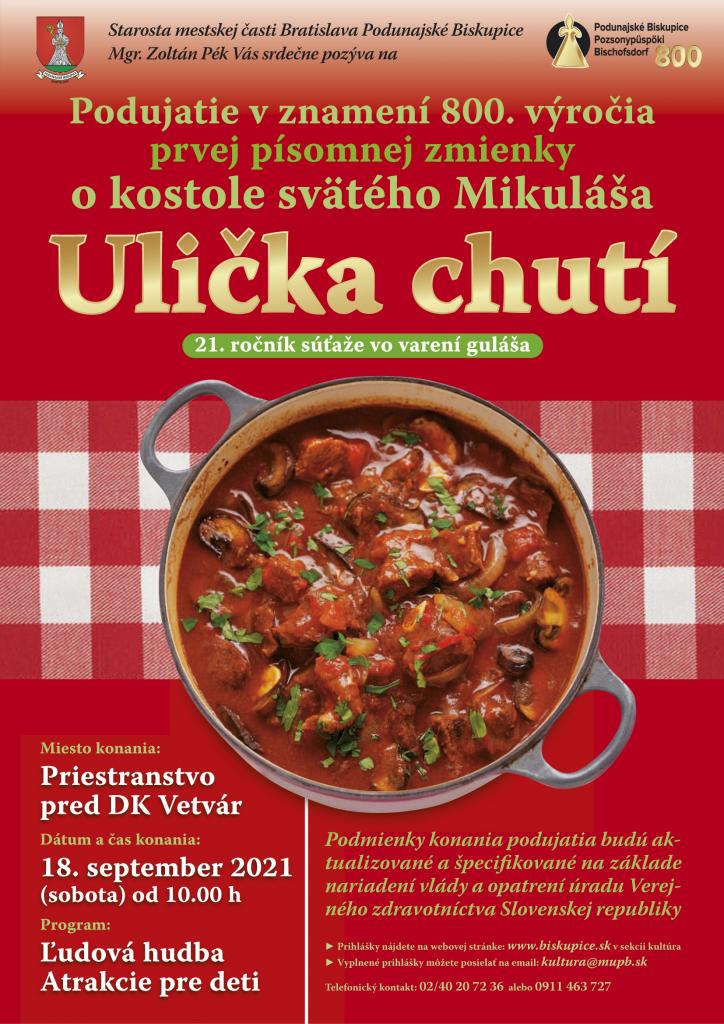 NOVÉ - - - Ulička chutí Podunajské Biskupice 2021 - 21. ročník súťaže vo varení guláša