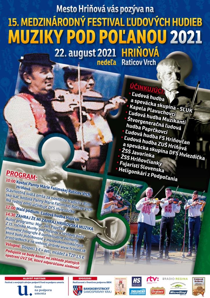 NOV - - - Muziky pod Poanou 2021 Hriov - 15. medzinrodn festival udovch hudieb