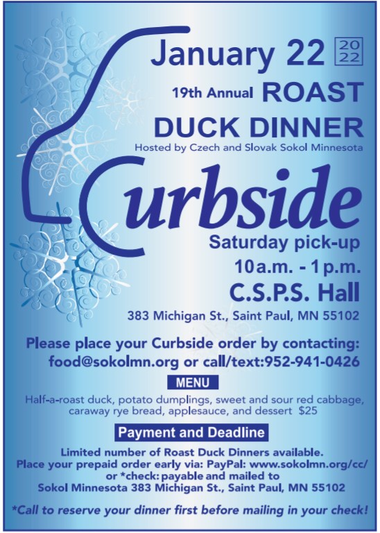 19th Annual Roast Duck Dinner - 19. ročník večere s pečenou kačkou 2019 Minnesota