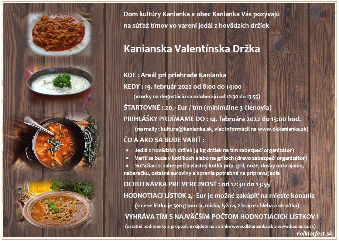Kanianska valentínska držka 2022 Kanianka - súťaž vo varení jedál z hovädzích držiek