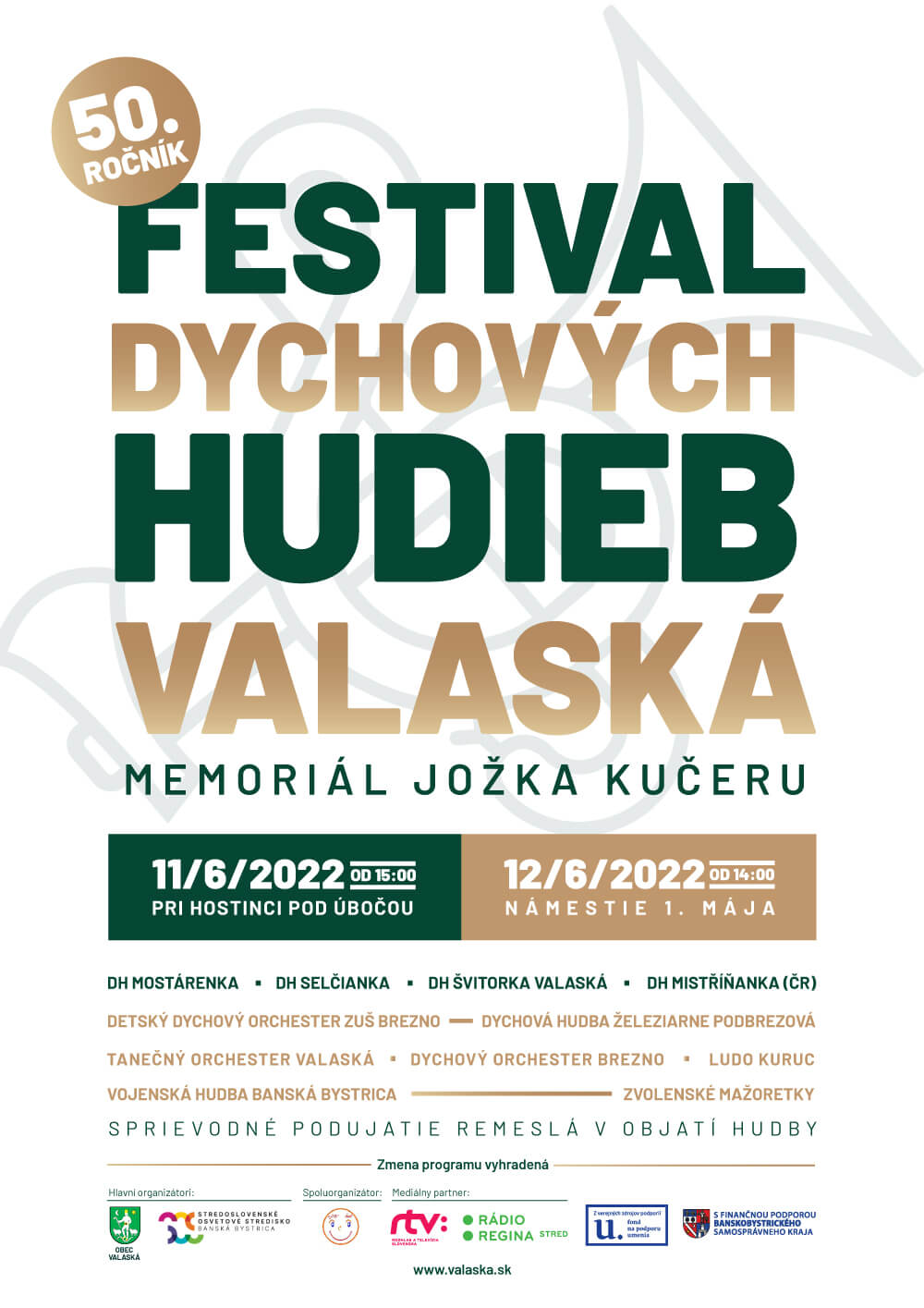 Festival dychovch hudieb - memoril Joka Kueru 2022 Valask - 50. ronk