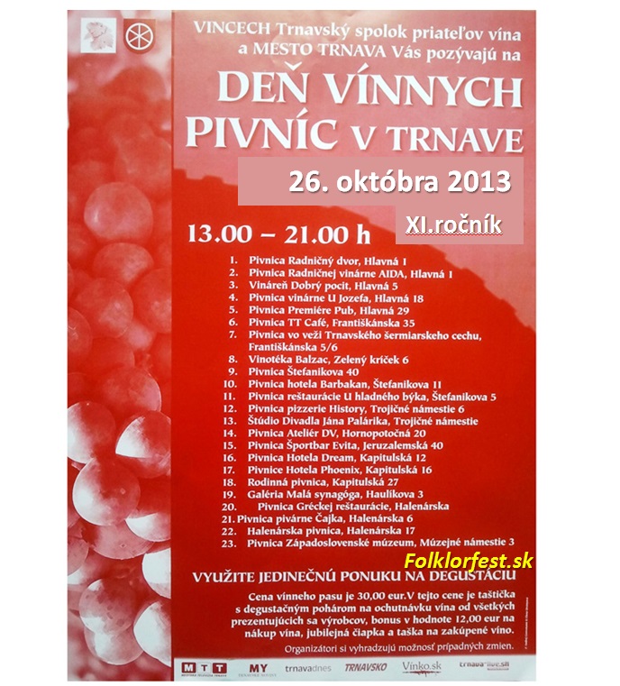 Deň vínnych pivníc v Trnave 2013 - 11. ročník