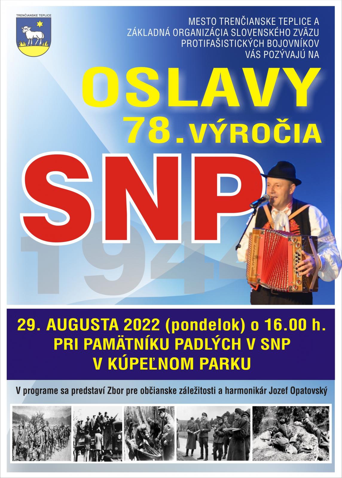Oslavy 78. vroia Slovenskho nrodnho povstania 2022 Trenianske Teplice