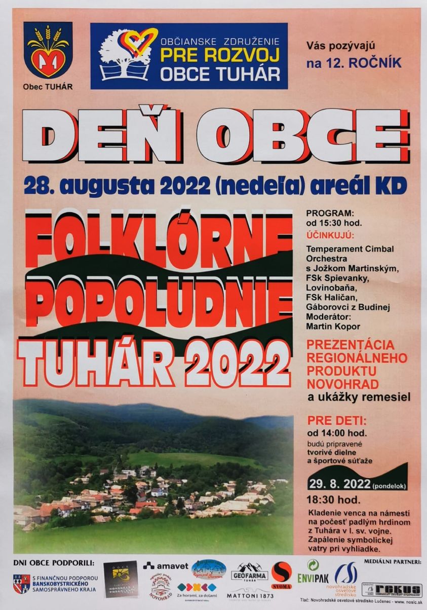 Dni obce Tuhár 2022 - 12.ročník folklórneho popoludnia