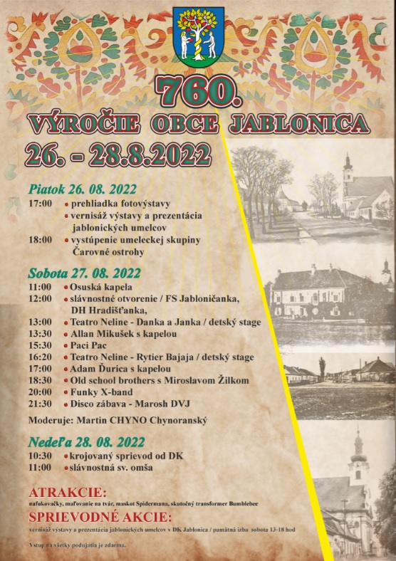 760. výročie prvej písomnej zmienky o obci Jablonica 2022