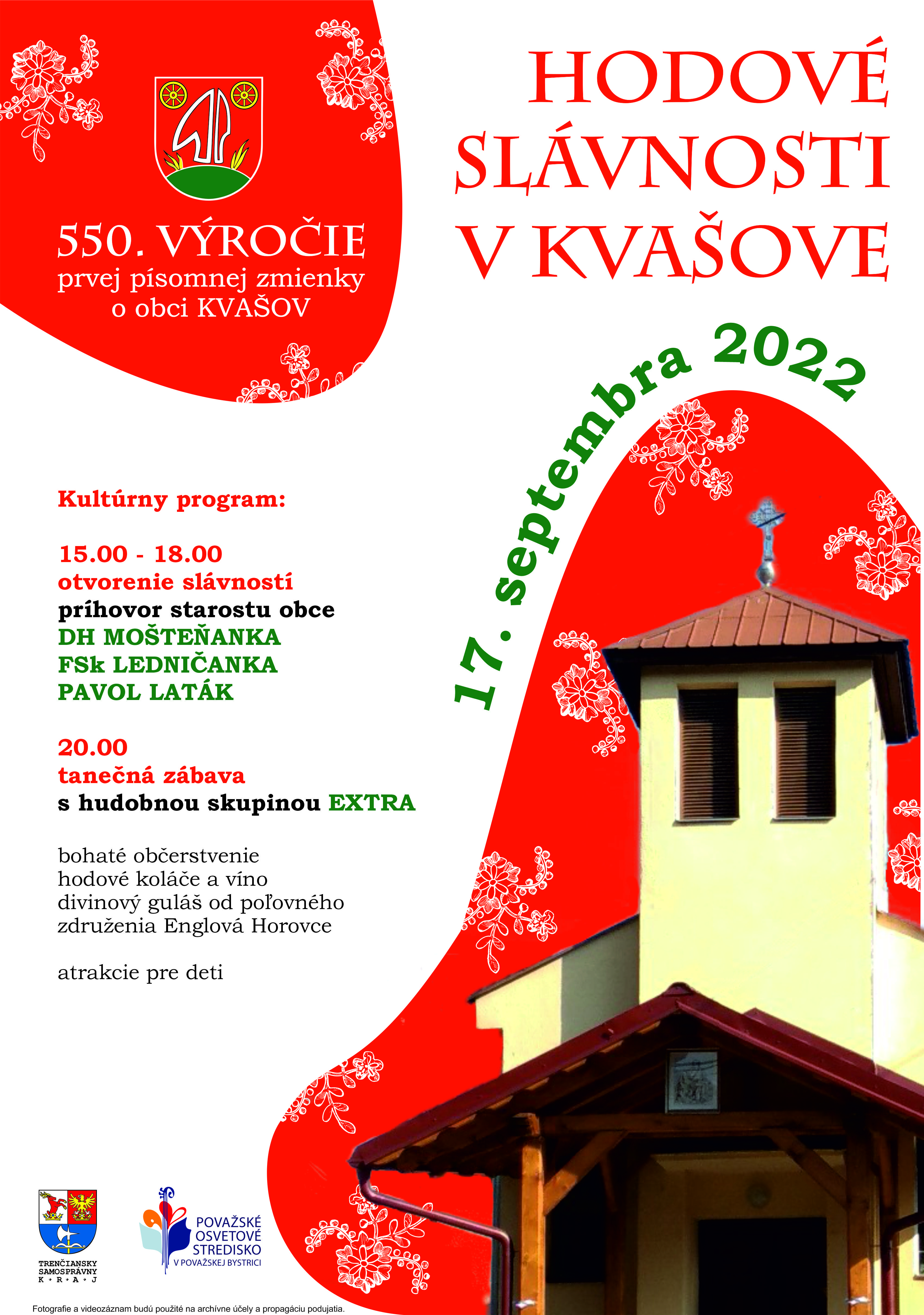 Hodové slávnosti v Kvašove 2022 - oslavy 550. výročia prvej písomnej zmienky o obci