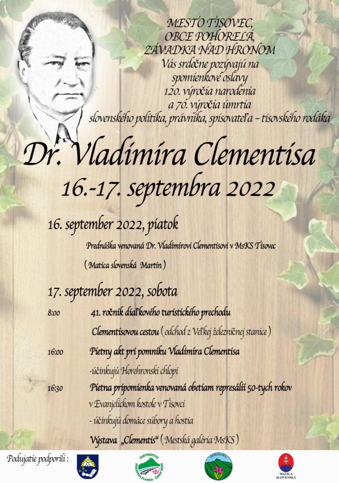 Clementisove dni 2022 - 120. výročie narodenia a 70. výročie úmrtia