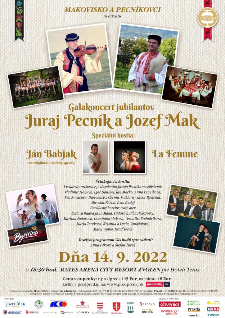 Galakoncert jubilantov Juraj Pecnk a Jozef Mak a ich hosti 2022 Zvolensk Slatina