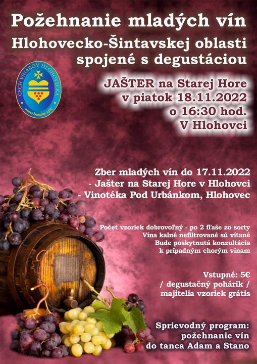 Požehnanie mladých vín Hlohovecko-Šintavskej oblasti 2022 Hlohovec