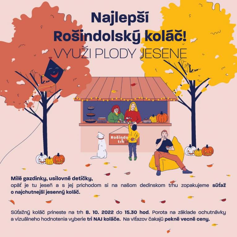 Rošindolský trh Jesenný 2022 Ružindol a súťaž o najchutnejší jesenný koláč