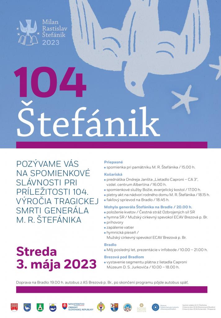 104. tefnik 2023 - Spomienkov slvnosti pri prleitosti 104. vroia tragickej smrti generla M. R. tefnika