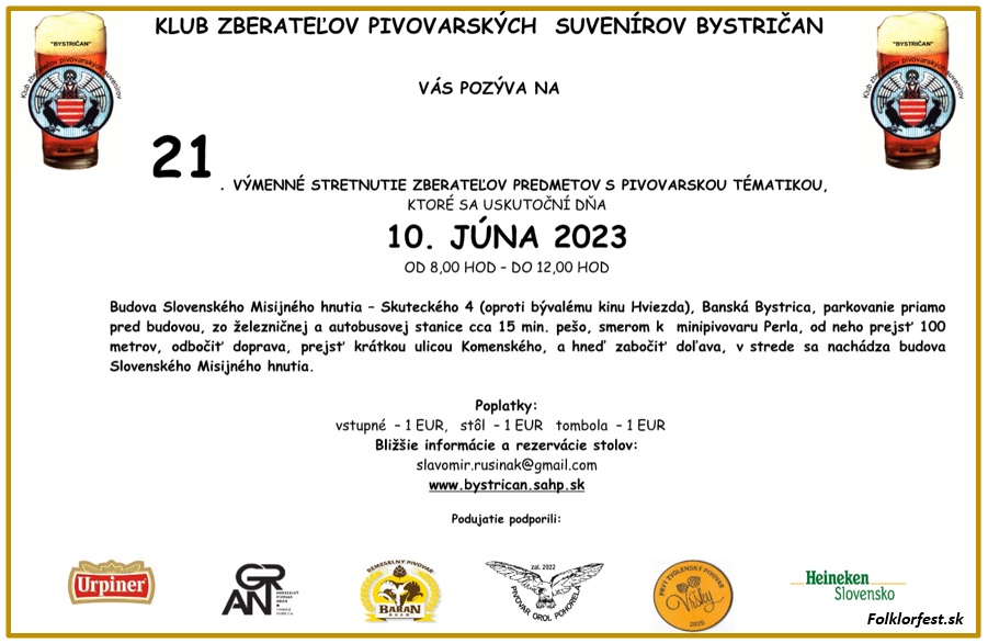 21. výmenné stretnutie zberateľov predmetov s pivovarníckou tématikou 2023 Banská Bystrica