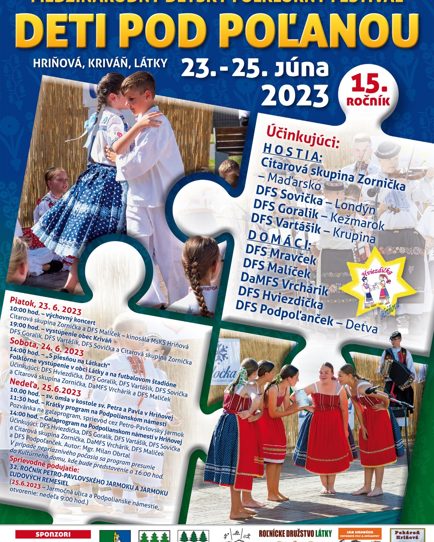Deti pod Poanou 2023 Hriov - 15. ronk detskho folklrneho festivalu 