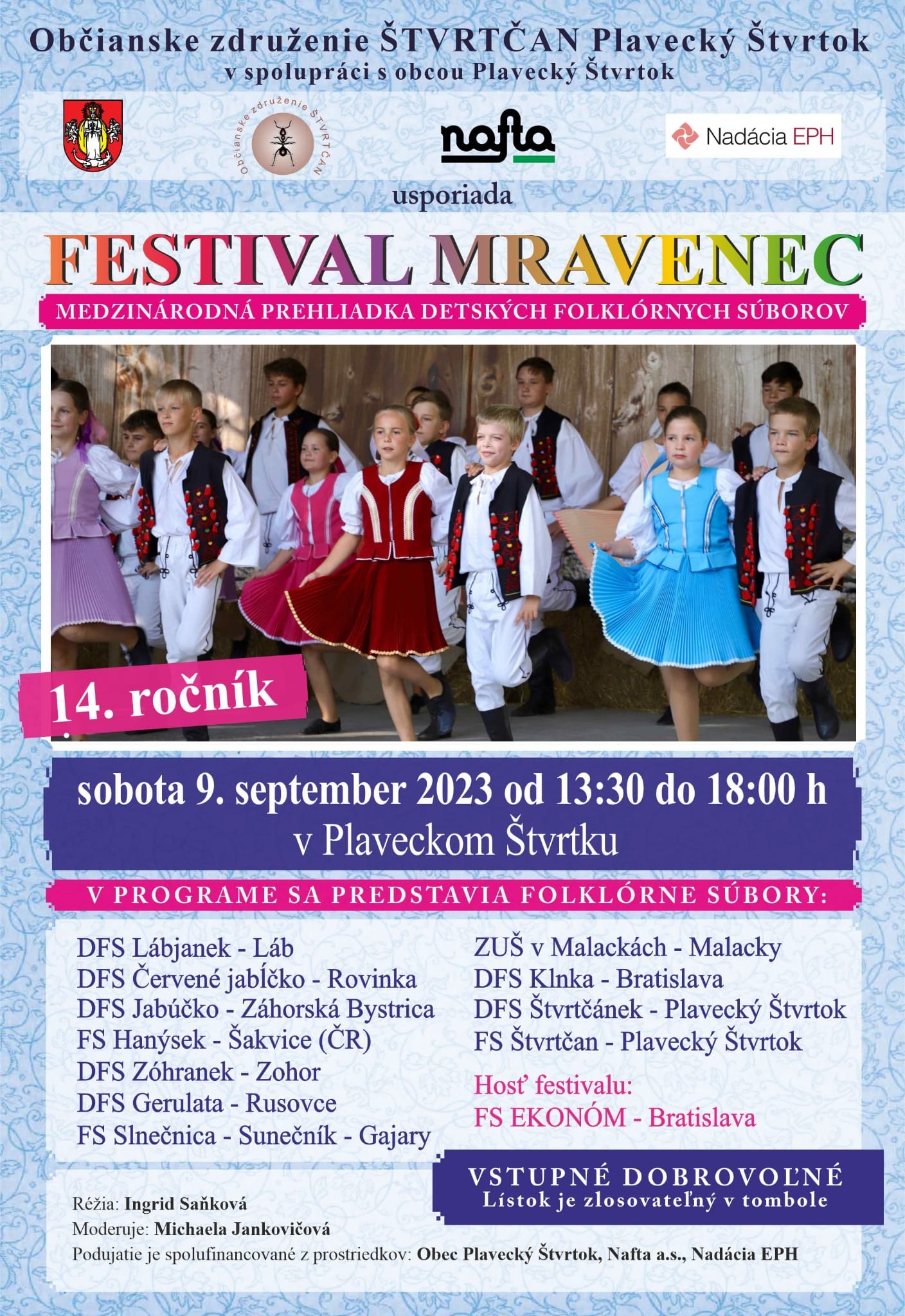 Detsk folklrny festival Mravenec 2023 Plaveck tvrtok - 14. ronk