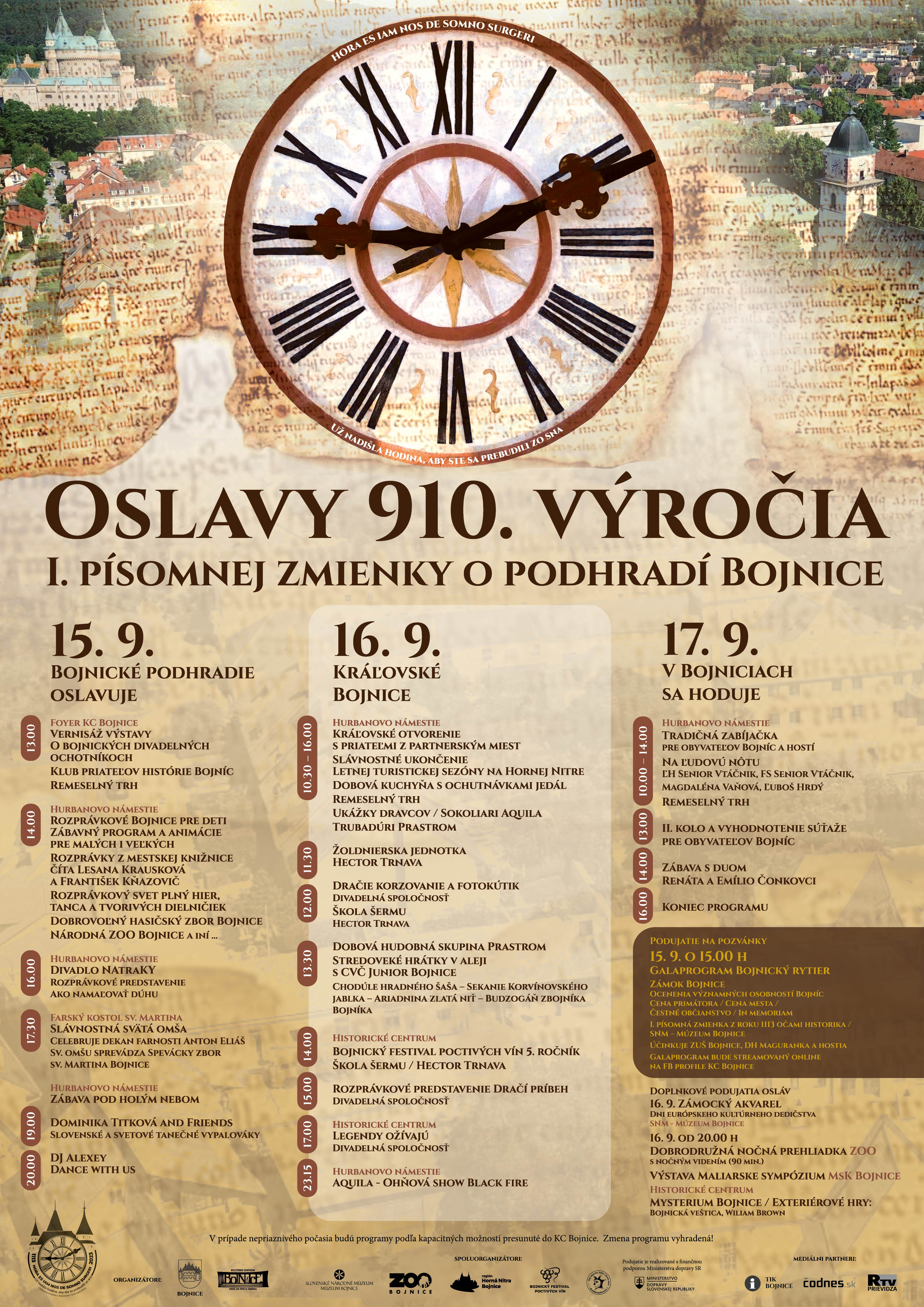 Oslavy mesta Bojnice 2023 - 910. vroie 1. psomnej zmienky o Bojniciach
