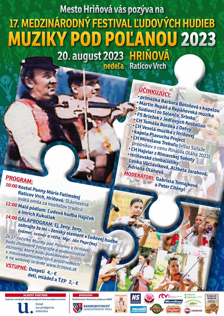 Muziky pod Poanou 2023 Hriov - 17. ronk Muziky pod Poanou 2023 Hriov - 17. ronk medzinrodnho festivalu udovch hudieb